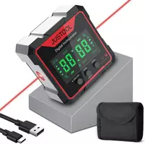 Justool skaitmeninis lcd transportuotojas inklinometras lazerinis kampo matavimo prietaisas gulsčiukas ip54 atsparus vandeniui lygio dėžutė 4 pusių magnetinė niveliavimo dėžutė kampų matuoklis su type-c įkrovimo laidu