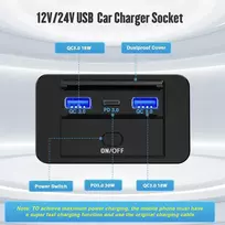 Thlevel 12v Usb C lizdo įkrovimo lizdas 66w automobilinis įkroviklis mobiliajam telefonui greitas įkrovimas dvigubas Qc3.0 ir Pd3.0 atsparus vandeniui su jungikliu skirtas 12v-24v automobiliui, valčiai, kemperiui