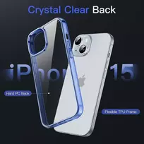 Jetech dėklas, skirtas iphone 15 6.1 colio, niekada negeltonuojantis telefono dėklas, atsparus smūgiams, apsauginis dėklas, atsparus įbrėžimams, skaidrus galinis dangtelis (tamsiai mėlynas)