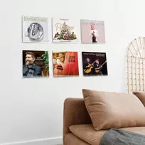 Lilezbox Akrilinis įrašų laikiklis skaidrus 6 vnt vinilinių plokštelių stovas sieninis laikiklis biurui namams 4x30x4cm