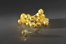 Konstsmide Led dekoratyvinė šviesos grandinė 20 mažų 3158–803 metalinių kamuoliukų/šiltai baltos spalvos diodai / 3xaa 1.5v baterijos/skaidrus kabelis/auksinė
