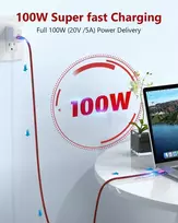 Riitop Usb-c į Usb-c kabelis 100 W 2 m, Pd greitas įkrovimas 20 V, 5 A, Usb Type-c kabelis Gen2 20Gbit/s, 4k vaizdo perdavimas