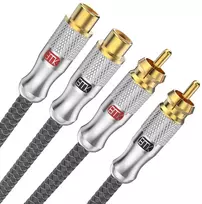Emk 2 rca kištukas į 2 rca lizdą prailginimo laidas paauksuotas tvirtas stereo garso prailginimo laidas namų kinui 4m sidabrinis