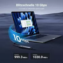Ugreen nvme m.2 usb 3.2 ssd išorinio disko adapteris su aušinimo padu 10gbps nvme pcie m-key/m+b key 2230/2242/2260/2280 su usb c-c ir a-c kabeliu, nereikalaujantis įrankių