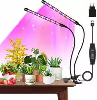 Pakabinamas šviestuvas 2 x Led lempa augalams 40 Led su laikmačiu + nuotolinis valdymas, 10 ryškumo lygių
