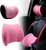 Odiwen Ergonomiškas galvos atlošas ir juosmens pagalvėlė, atminties putų juosmens atrama automobiliui, ergonomiška juosmens pagalvėlė automobiliui, juosmens pagalvėlė automobiliui, skirta biuro kėdėms, automobilinėms sėdynėms (rožinė)