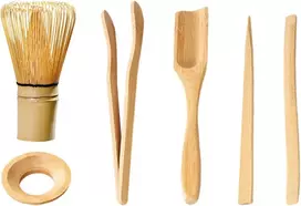 Zbhdeyg 1 matcha plaktuvas, 5 dalių bambuko arbatos įrankis, aukštis 10,5 cm, plotis 6 cm, rudas, tradicinis japoniškas