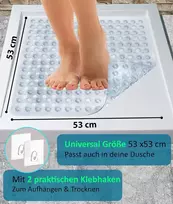 Blumbach® neslystantis dušo kilimėlis 53 x 53 cm - 100% be Bpa - su 2 kabliukais pakabinimui - neslystantis kilimėlis dušui ir voniai, dušo kilimėlis, atsparus pelėsiui ir skalbiamas skalbimo mašinoje