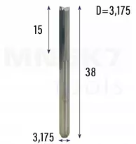 Paprasta freza medienai Cnc 2p 3.175*3.175*15*38 Vhm (huhao)