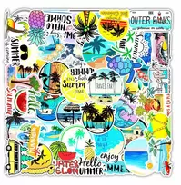 Lipdukų rinkinys Stickerbomb Surf Hawaii Island Palm Sea Ocean N456