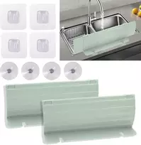Lele Life 2 vnt. išplečiami virtuvės kriauklės purslų apsaugos 28cm-50cm reguliuojamo ilgio vandens purslų apsauga virtuvės kriauklei ir kriauklei, 2 montavimo būdai (žalia)