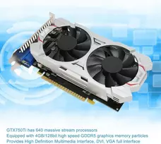 Elprico Gtx750ti 4gb Gddr5 vaizdo plokštė žaidimams, 4k Hd išvestis, 1072mhz, 5400mhz, 640sp, Directx 12, 70w Tdp, Hdmi, Dvi, Vga, stacionariam kompiuteriui, skirta žaidimams