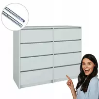 Komoda su 8 stalčiais šviesiai pilka – lengvas surinkimas!! 120x98,2x43 cm
