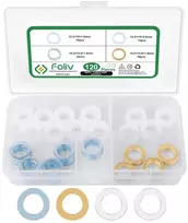 Foliv 120 tvirtinimo žiedų rinkinys, poveržlės, durų skersmuo 10.20 x 15 x 1 mm / skersmuo 10.20 x 15 x 2 mm / skersmuo 10.20 x 15.8 x 1.8 mm, žalvaris, galvanizuotas, plastikiniai montavimo žiedai