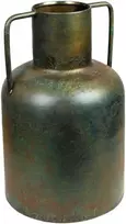 Romimex antikvarinė ruda metalinė vaza su rankenomis 23 x 36 x 23 cm