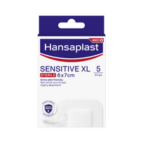 Hansaplast Sensitive XL pleistrai 6 x 7 cm 5 vnt.