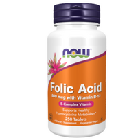 Now Folic Acid 800 mcg + vitaminas B12 nėštumui ir širdies bei kraujagyslių sveikatai 250 kapsulių