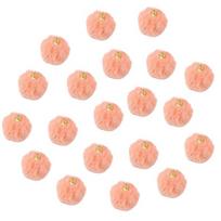 Dirbtinio kailio pomponai su kilpomis juvelyrikai,  Light Orange (20pcs)