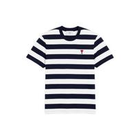 Amiparis Ss24 Striped Comfortable Round Neck Short Sleeve T-Shirt Unisex T-Shirts Black UTS038JE0069-004 XXL black