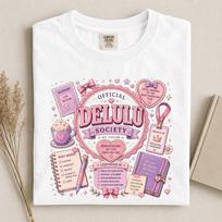 Official Delulu Society Graphic Tee, Main Character Energy, Y2K Top 130 white