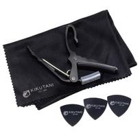 Kikutani Guitar Triangular Pick 3 Microfiber Set Japanese Black One-Touch Capo, (M), Pieces, Cloth, 3-Piece [Reliable Product] GC-SET/BLK black