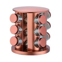 Rotating Spice Rack, Vertical with 12 Glass Condiment Bottles, Refillable And Smooth 360 Rotation, Easy Access Storage Rack for Kitchen