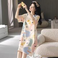 GMXIA Pajama Girls Are Cute, Casual and Sexy. They Wear Large-sized Nightgown Girls for Spring and Summer XXL gray