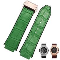 26X19mm natūralios karvės odos ir gumos laikrodžio apyrankė HUBLOT Classic Fusion Universe Big Bang serijai Vyriškas dirželis Laikrodžio apyrankė drugelio sagtimi 25mm-19mm blue