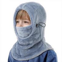 Kids' Winter Ski Balaclava with Arctic Velvet – Windproof Mask, Ear & Neck Protection, Hooded Hat One Size gray