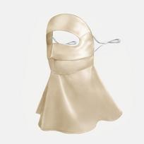 100% silk mulberry silk sunscreen face mask with neck protection, integrated face covering, UV and blue light protection, simple and versatile mask Free size chaki