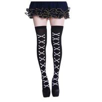 Stylish Zombie Skeleton Thigh-high Socks Tummy-lifting Moisture-wicking Long Tube Style D gray