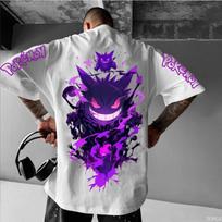 Anime Pokemonų Spausdinimo Negabaritiniai Vyriški Marškinėliai Vasariniai Y2k Drabužiai Moteriški Trumpomis Rankovėmis Medvilniniai Laisvalaikio Viršutiniai Drabužiai Hip-hop Gatvės Apranga XL white