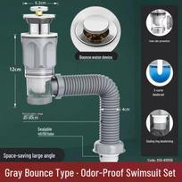 Universal Anti-odor Bathroom Sink Drain Set - Horizontal Wall Pipe Drainer Basin Tool gray