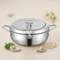 Stainless Steel Deep Fryer Pot Temperature Gauge with Lid Grill Rack 20CM 201 Silver 28CM gray