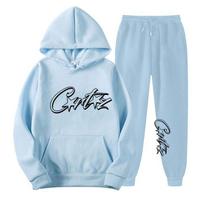 Unisex Winter Hoodie Set With Bold Monochrome Graphic Print Loose Fit Streetwear Tracksuit Teens XXXL gray