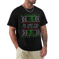 Biking Oh What Fun Cycling Bike Ugly Christmas Sweater T-Shirt Big and Tall Solid Color T-Shirt L black