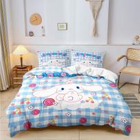 Sanrio Cinnamoroll Kuromi Bedding Sets Cartoon Comforter Quilt Bed Cover Duvet Cover Pillow Case 2-3 Pieces Sets for Kids Adult EU Single 135x200cm white