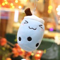Kawaii Bubble Tea Keychain Soft Plush Toy Keychain Stuffed Boba Doll Cute Backpack Decoration Best Birthday Gifts for Girls white