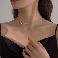 Delicate Jewelry Round Bead Discs Choker Necklace for Women Party Clavicle Chain Necklace Gifts Wholesale S-N695 silvery