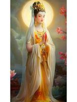 Spalvota Budos statula Guanyin Pasidaryk pats Siuvinėjimas Pilnas Kvadratinis/Apvalus Deimantas 5d Kryželiu Siuvinėjimas Mozaika Budistinė Koncepcija Lotosas Full Round 50x100CM