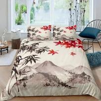 Bambo Soft Duvet Cover Set Bambo Branches Beding Set Tre Print Warm Comforter Cover Fashion Retro Floral Style Comfortable Quilt Cover Quen Sized 135*200cm Eu-Single gray