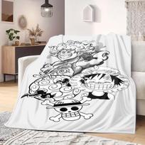 Luffy D Animacinis Spaudinys Antklodė Šilta Patogi Flanelinė Antklodė Tinka Miegamiesiems, Sofoms, Lovoms, Kėdėms, Kelionėms -QIAO54 75x90cm gray
