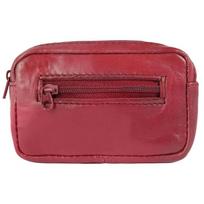 Keychain - LEONARDO VERRELLI - Slick - Genuine sheep leather - Red/black - 2 zipped compartments