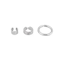 Trendy 2026 Korean Design Ear Cuff Set for Women – No Piercing Needed white