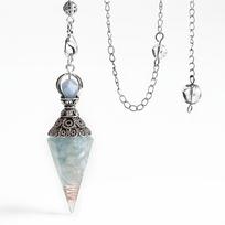 Natūralus 7 čakrų gydomasis krištolinis švytuoklė Reiki lustai Orgone dvasinis pakabukas būrimui, Wicca, energijos balansavimas Aquamarine