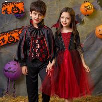 Helovino Vaikų Vampyrų Princesės ir Moliūgo Apsiausto Kostiumų Rinkinys 160 cm black
