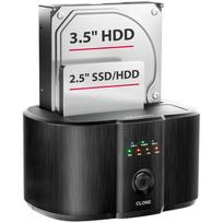 USB-C 5Gbps docking station for 2x 2.5"/3.5" SSD/HDD with disk cloning function without PC