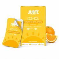 Justt Essentials D3+K2 Vitamin D3 Oral Strips, 600 IU, Orange Burst Flavour, Fast Dissolving, Sugar-Free, 30 Strips
