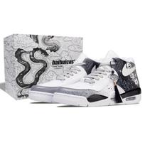 Nike Flight Legacy Tarp juodos ir baltos spalvų Atsparūs trinčiai Vidutinio aukščio senoviniai krepšinio batai Unisex Juodi Balti BQ4212-101(Team691-S-BOX) 40 gray