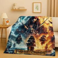 3D Karibų piratai Džekas Sperou Džonis Depas Kalėdinis flanelinis pledas, minkštas pliušinis užtiesalas namams, miegamajam, lovai, sofai 100x150cm